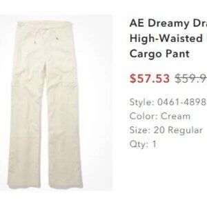 AE Dreamy Drape Stretch Super High-Waisted Baggy Wide-Leg Cargo Pant